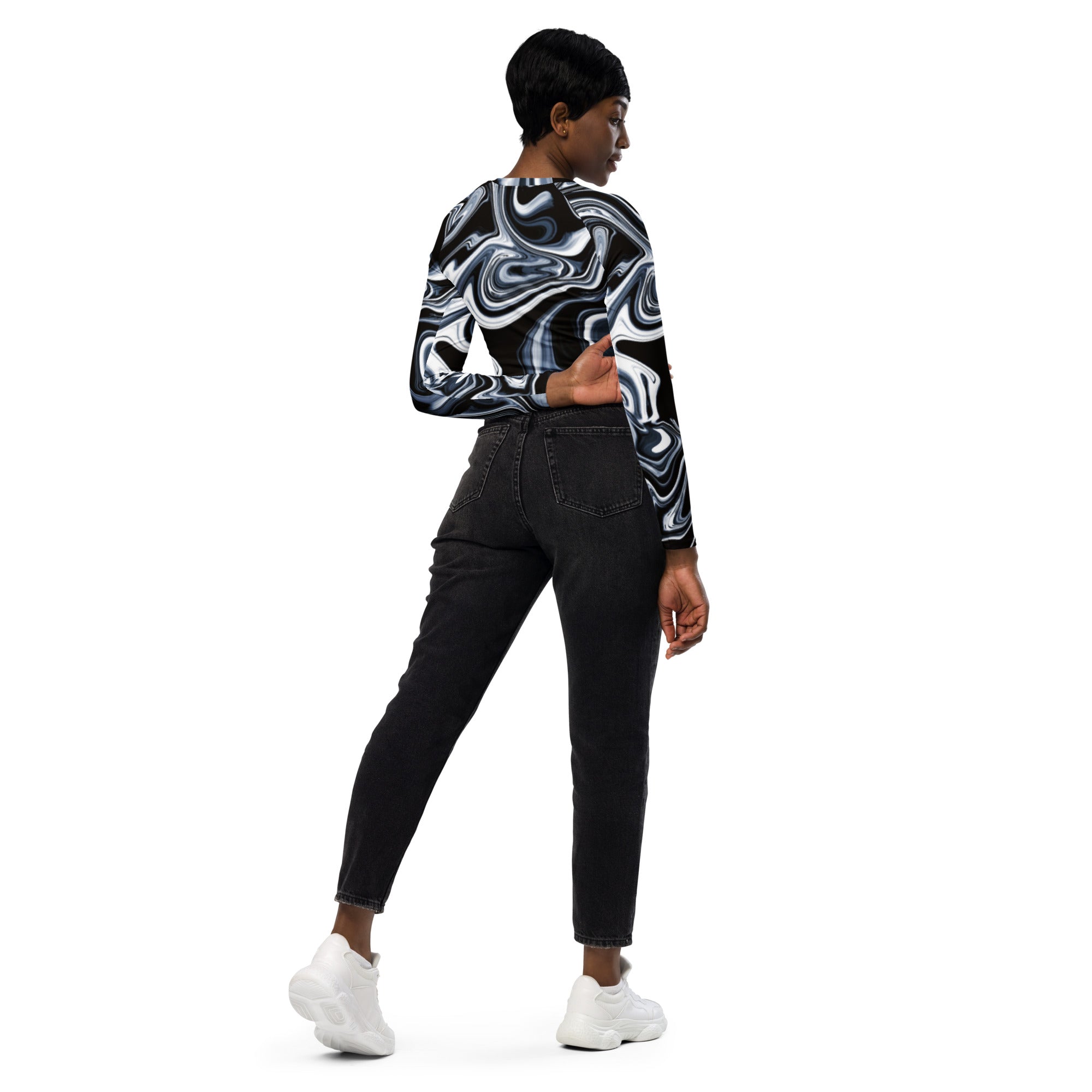 SHE REBEL - Marble Swirl Recycled Crop Top UPF 50+